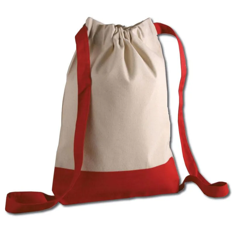 Two Tone Canvas Sport Backpacks / Wholesale Drawstring Bags - BPK57