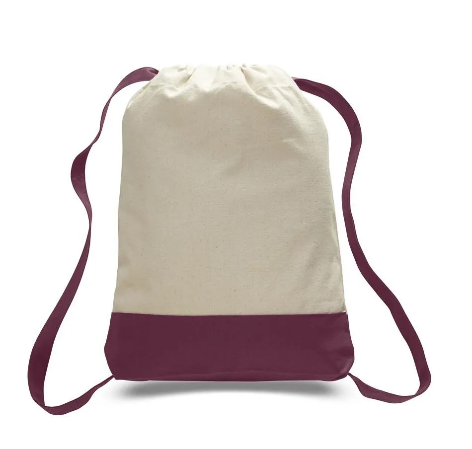 Two Tone Canvas Sport Backpacks / Wholesale Drawstring Bags - BPK57