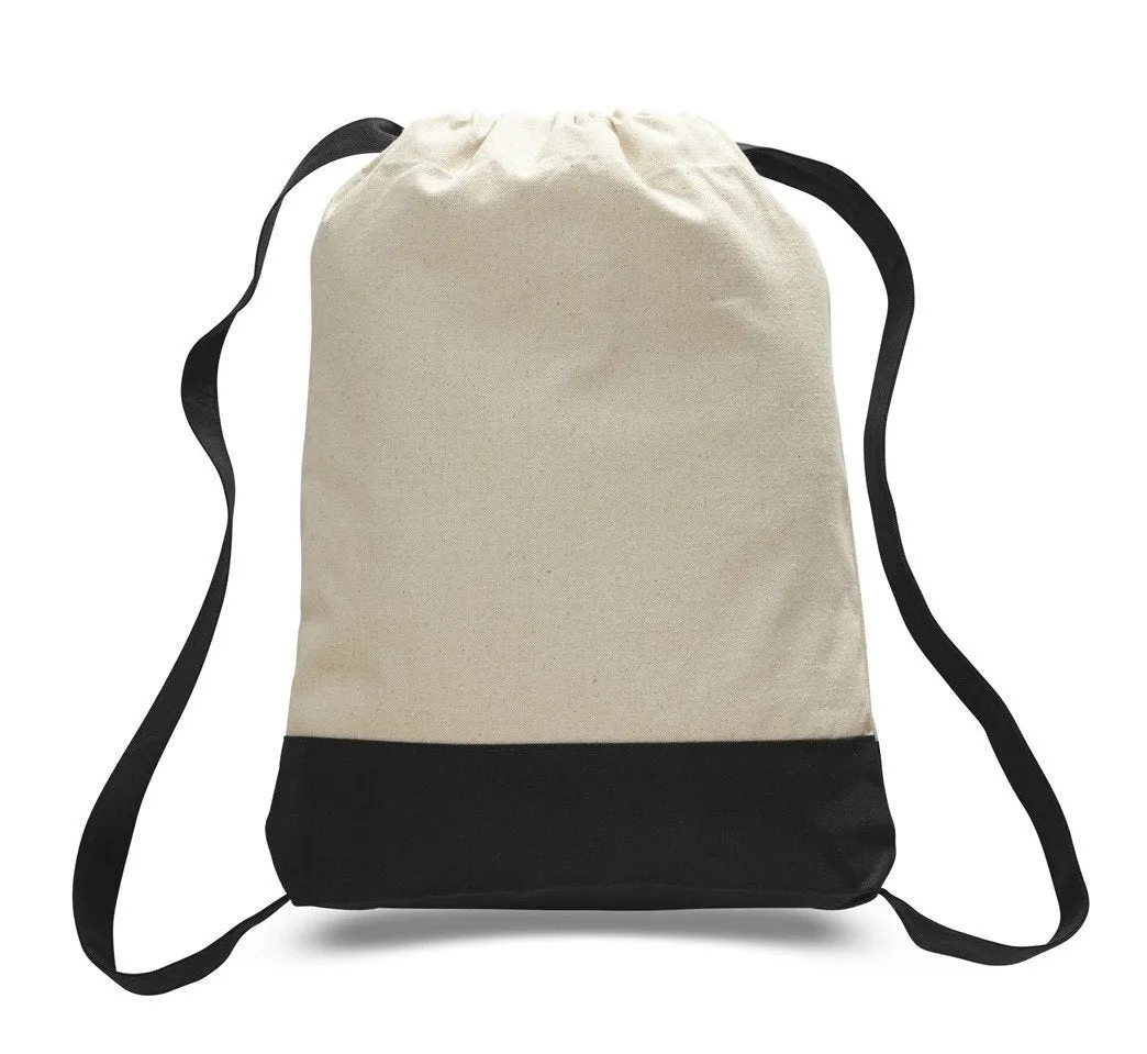 Two Tone Canvas Sport Backpacks / Wholesale Drawstring Bags - BPK57