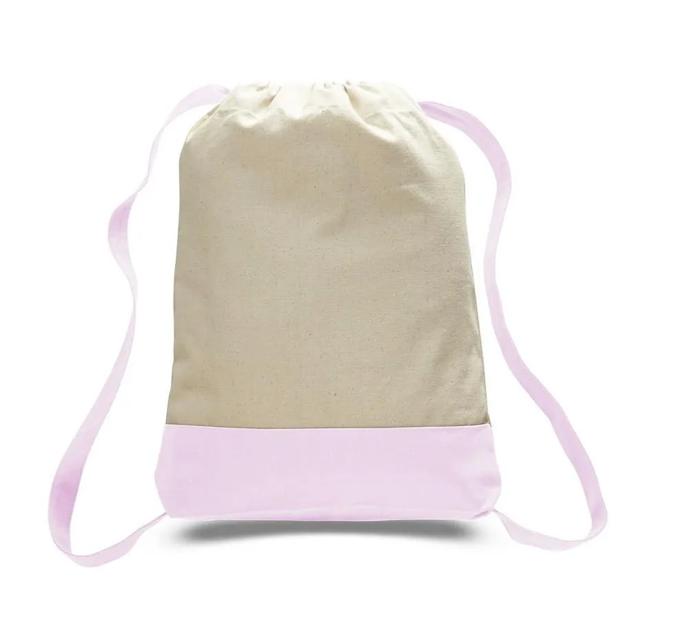 Two Tone Canvas Sport Backpacks / Wholesale Drawstring Bags - BPK57