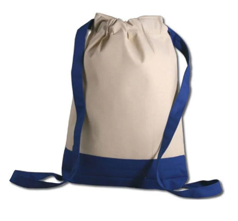 Two Tone Canvas Sport Backpacks / Wholesale Drawstring Bags - BPK57