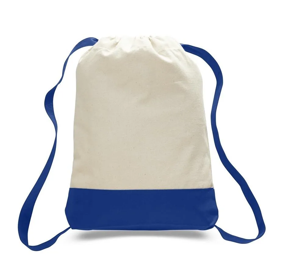 Two Tone Canvas Sport Backpacks / Wholesale Drawstring Bags - BPK57