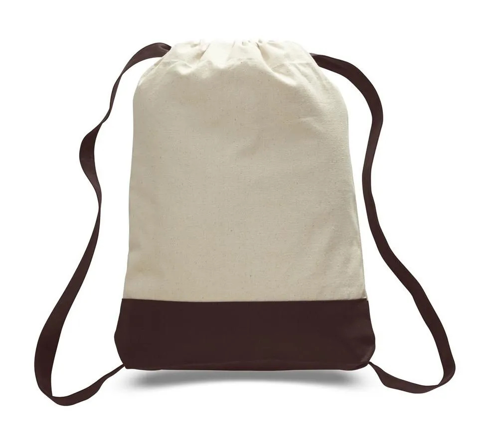 Two Tone Canvas Sport Backpacks / Wholesale Drawstring Bags - BPK57