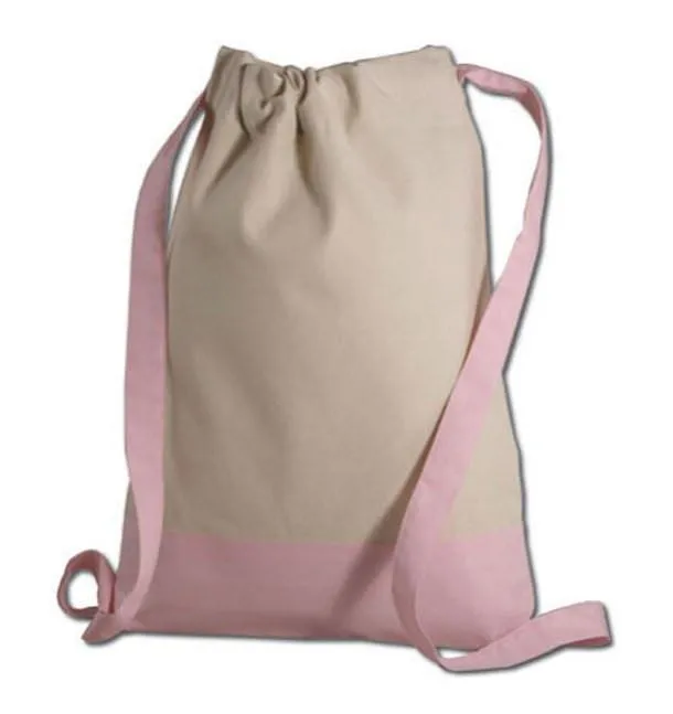 Two Tone Canvas Sport Backpacks / Wholesale Drawstring Bags - BPK57