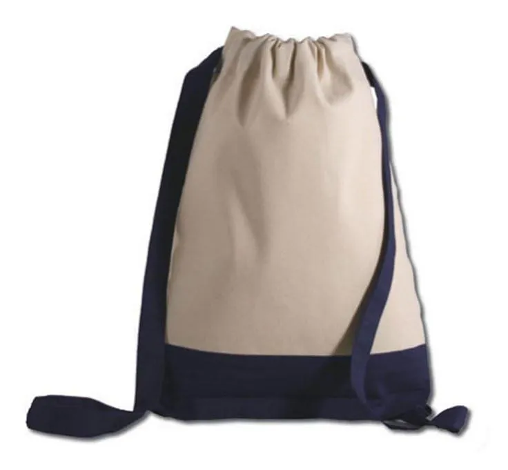 Two Tone Canvas Sport Backpacks / Wholesale Drawstring Bags - BPK57