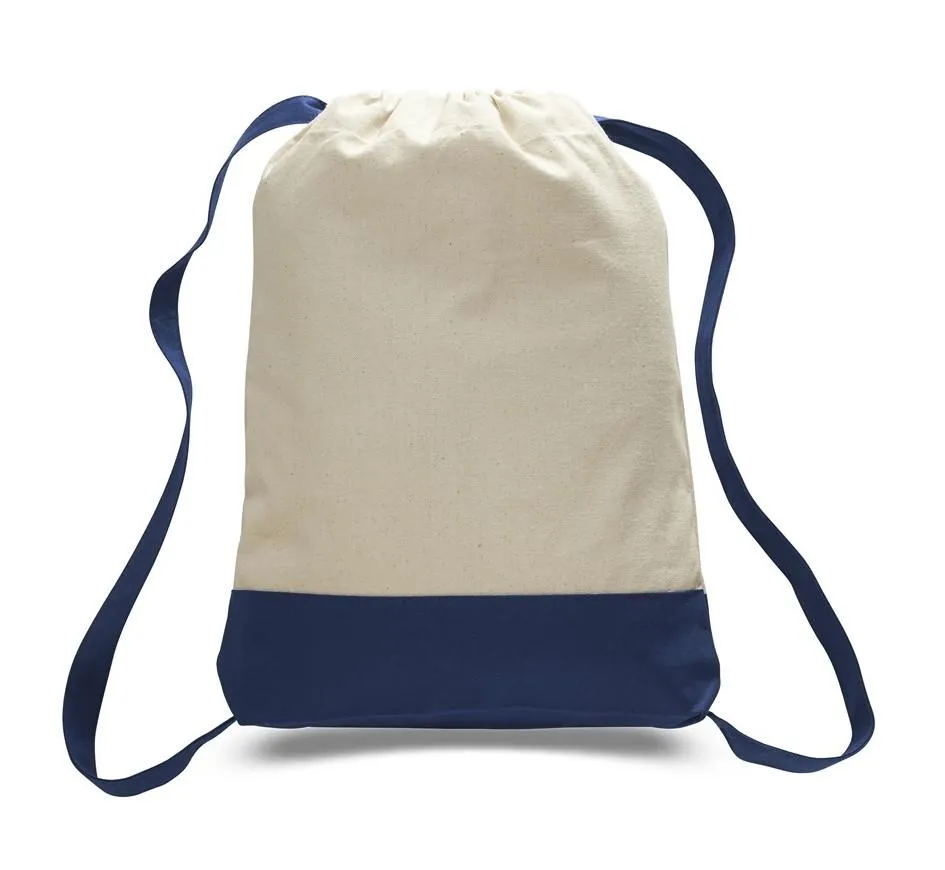 Two Tone Canvas Sport Backpacks / Wholesale Drawstring Bags - BPK57