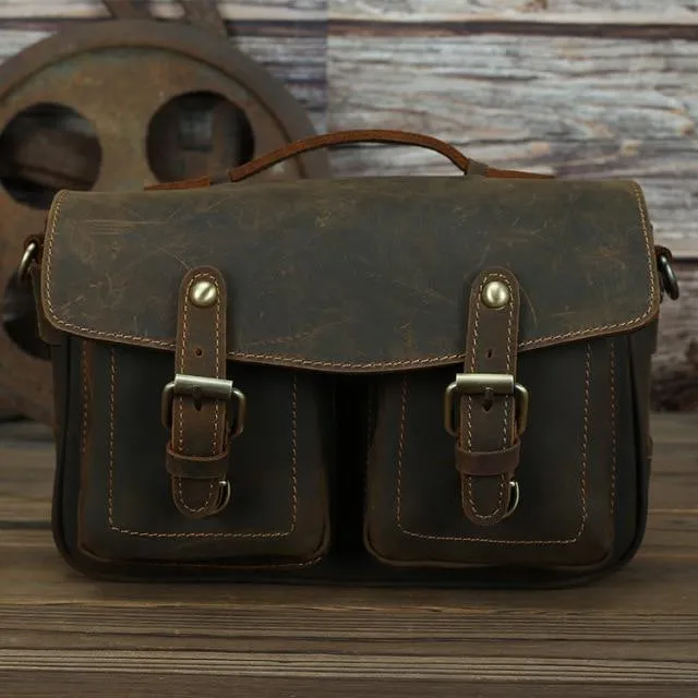 Vintage Style Leather Messenger Bag Photography Camera Bag