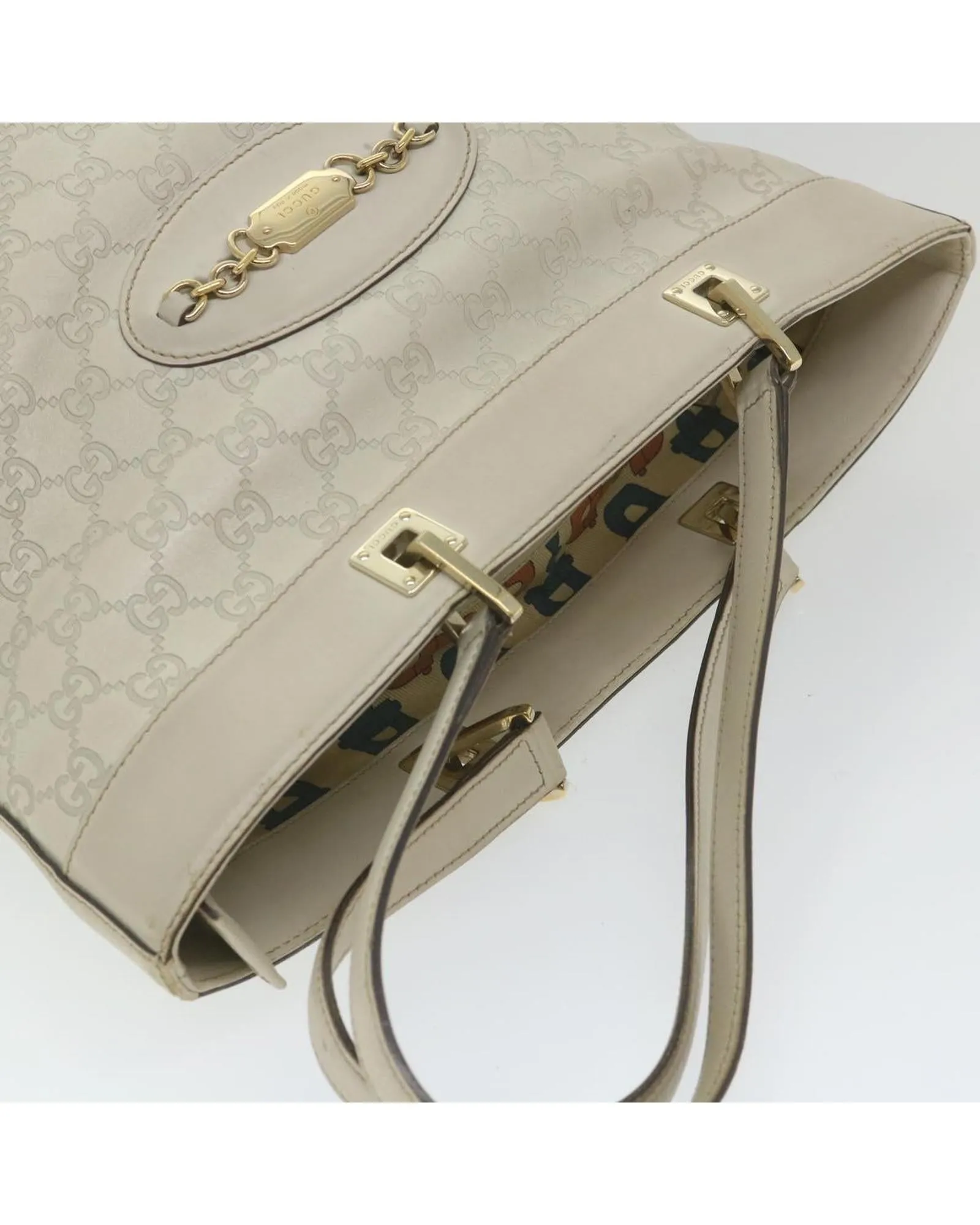 White GG Canvas Shoulder Bag