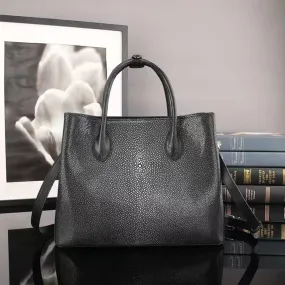 Women's Black Genuine Pearl Stingray Leather Tote Bag